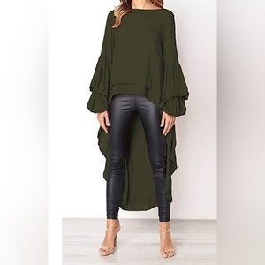 🎀 Host Pick 🎀 Long Sleeve Round Neck High Low Asymmetrical Irregular Hem Top